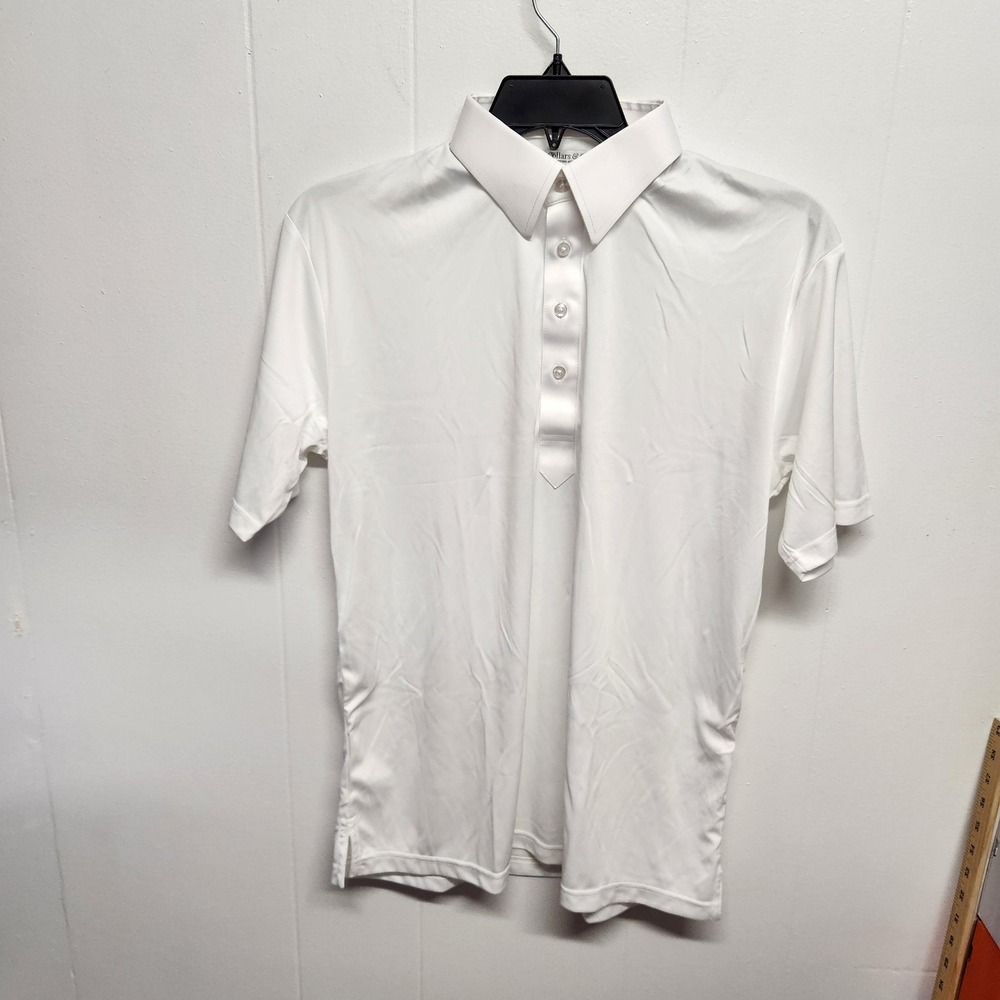 Collars & Co Polo Shirt Mens Medium White Dress Collar Polyester Relaxed NWOT